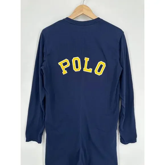 POLO Ralph Lauren One Piece Pajamas Cotton Zip Front Cozy Loungewear Holiday - Picture 9 of 12